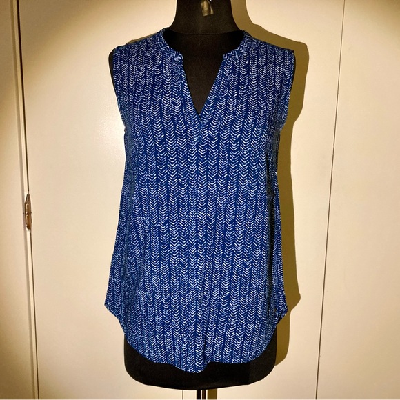Eddie Bauer herringbone pattern blue tank top, size XS - Picture 2 of 8